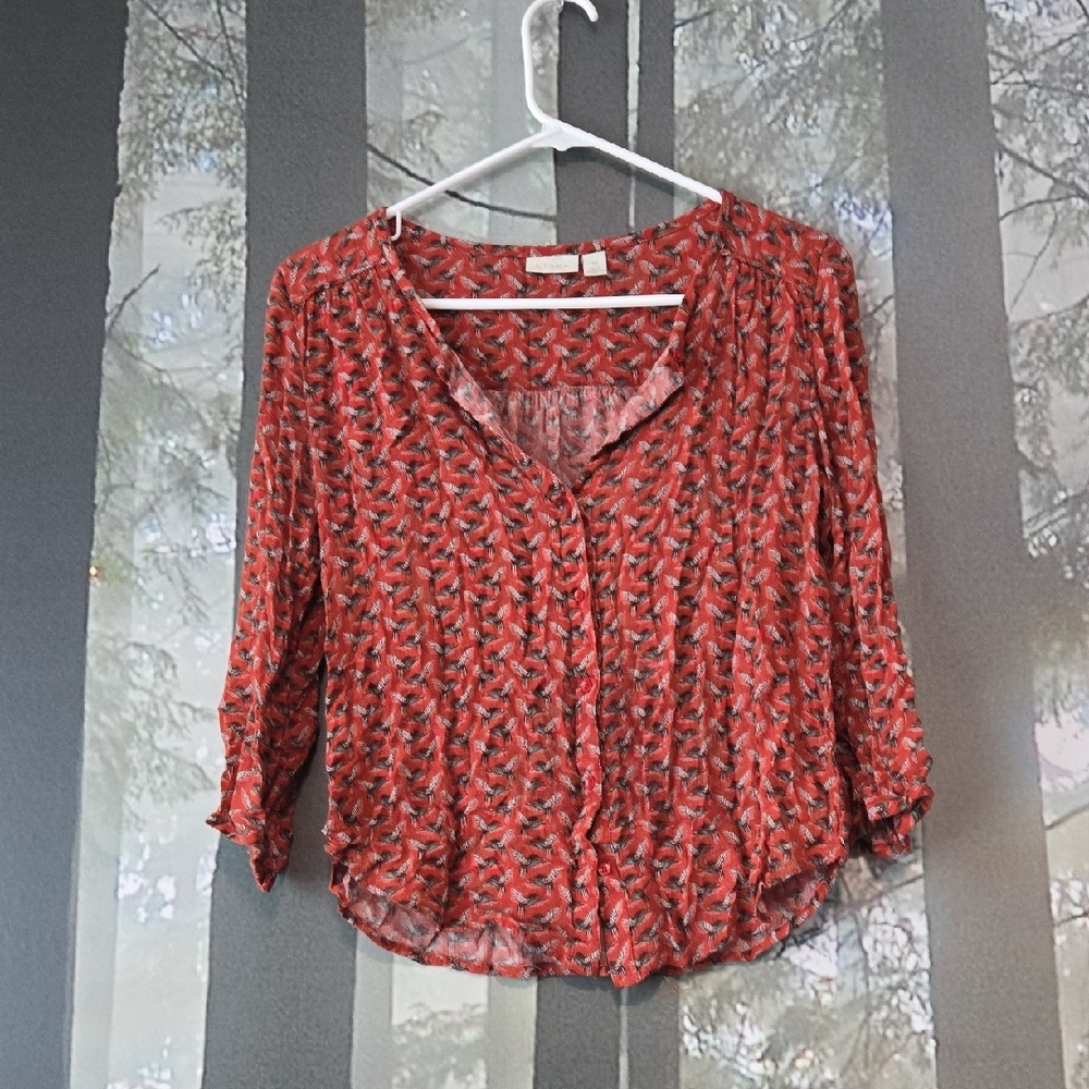 Hinge Red Patterned Women's Blouse - image 1